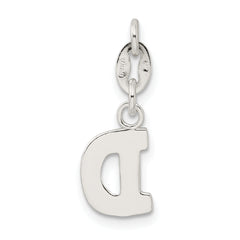 Sterling Silver 925 Initial D Charm Solid Casted Pendant Elegant Design
