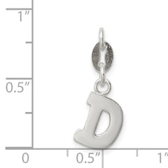 Sterling Silver 925 Initial D Charm Solid Casted Pendant Elegant Design