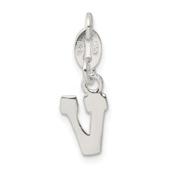 Elegant Sterling Silver 925 Letter V Charm Solid & Casted Design