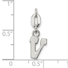 Elegant Sterling Silver 925 Letter V Charm Solid & Casted Design