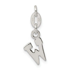Sterling Silver 925 Letter W Charm Solid Casted Elegant Pendant