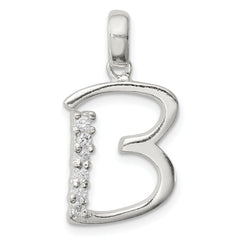 Sterling Silver CZ Letter B Initial Pendant