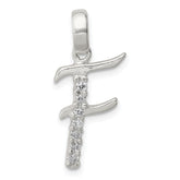 Sterling Silver CZ Letter F Initial Pendant