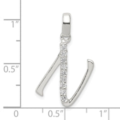 Sophia Jewelers Sterling Silver CZ Initial N Pendant with Anti-Tarnish Finish