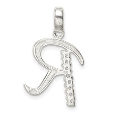 Sterling Silver 925 Initial R Pendant with CZ Anti-tarnish Shine