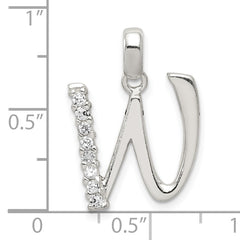 Sophia Jewelers Sterling Silver CZ Initial W Pendant with Clear Sparkle
