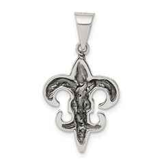 Sophia Jewelers Men's Sterling Silver Antiqued Fleur De Lis Pendant