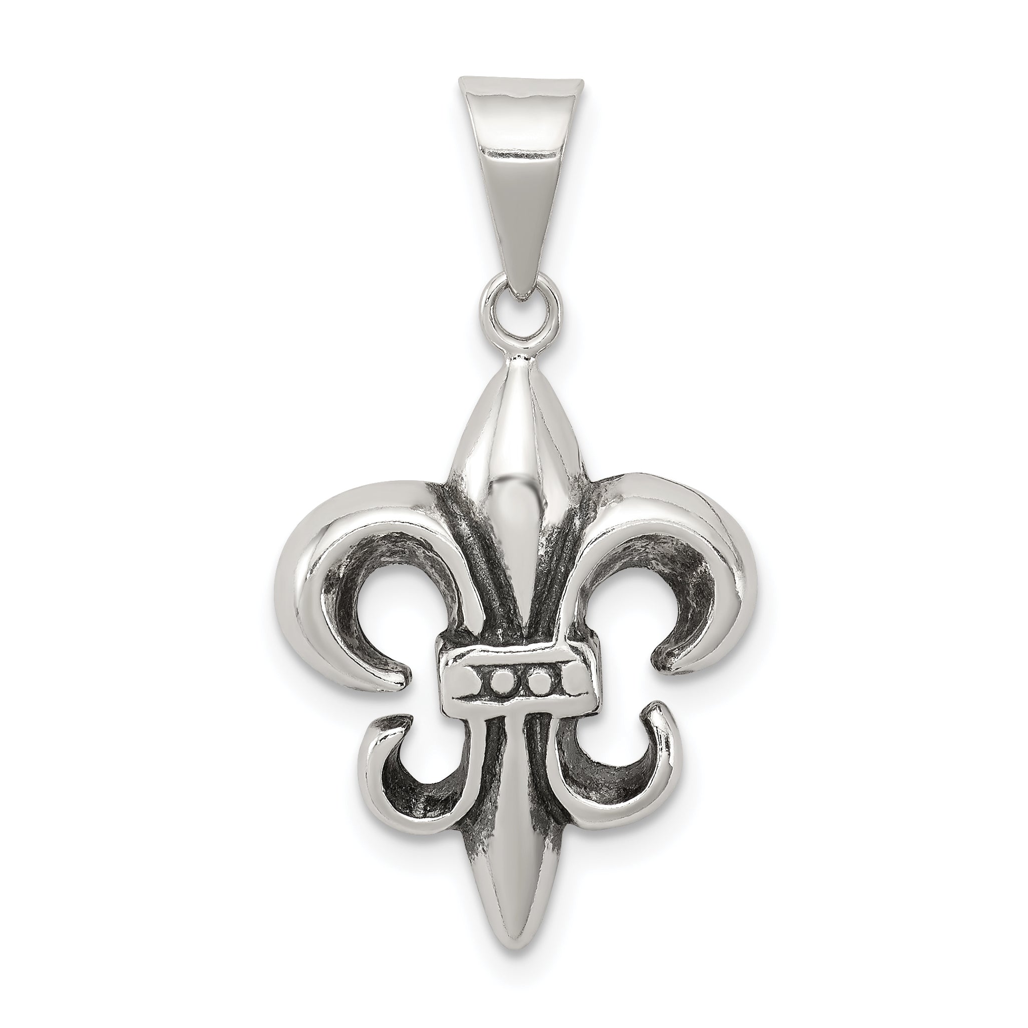 Sterling Silver Antiqued Fleur De lis Pendant