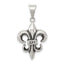 Sterling Silver Antiqued Fleur De lis Pendant