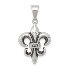Sterling Silver Antiqued Fleur De lis Pendant