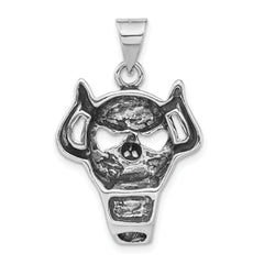 Sterling Silver 925 Polished Antiqued Skull Pendant Unisex