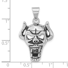 Sterling Silver 925 Polished Antiqued Skull Pendant Unisex