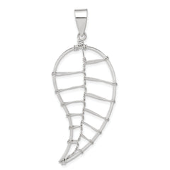 Sterling Silver 925 Polished Leaf Pendant Elegant Women's Jewelry