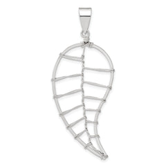 Sterling Silver Polished Wire Leaf Pendant