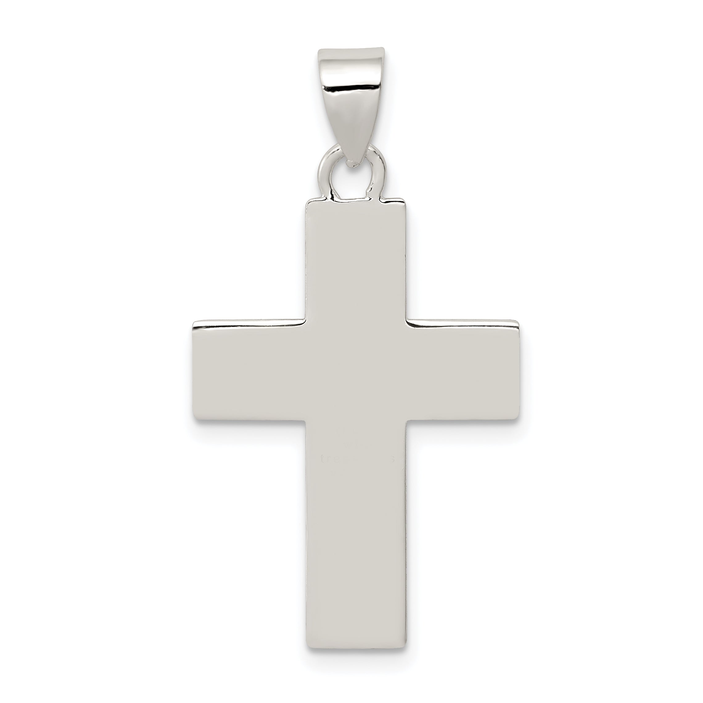 Sterling Silver Rhodium-plated Polished Lords Prayer Cross Pendant