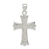 Sterling Silver Rhodium-plated Polished Filigree Cross Pendant