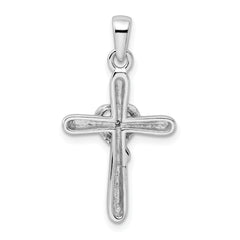 Sterling Silver 925 Heart Cross Pendant with Clear CZ Elegance