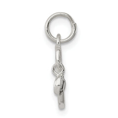Sterling Silver 925 Dove Charm with Clear CZ Polished Finish