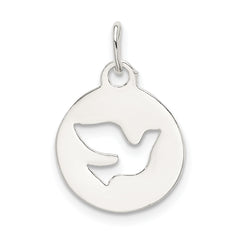 Sterling Silver 925 Dove Circle Charm with Polished Finish