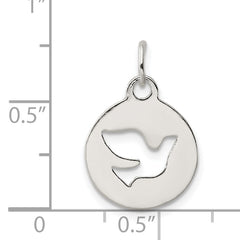 Sterling Silver 925 Dove Circle Charm with Polished Finish