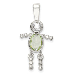 Sophia Jewelers Sterling Silver Boy Charm with CZ & August Birthstone