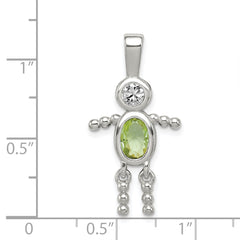 Sophia Jewelers Sterling Silver Boy Charm with CZ & August Birthstone