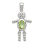 Sterling Silver Rhodium-plated CZ & August Glass Boy Pendant