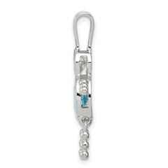 Sterling Silver 925 Boy Pendant with December Blue CZ Birthstone