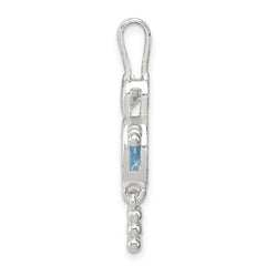 Sterling Silver 925 Boy Pendant with Blue CZ Birthstone Charm