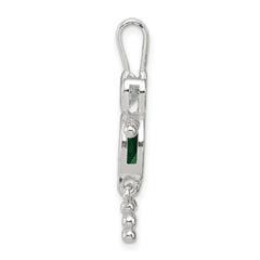 Sterling Silver 925 Boy Pendant with Green May Birthstone