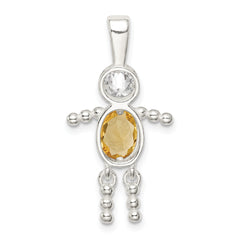 Sterling Silver Boy Pendant with November Birthstone Charm