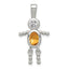 Sterling Silver Rhodium-plated CZ & November Glass Boy Pendant