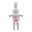 Sterling Silver Rhodium-plated CZ & October Pink CZ Boy Pendant