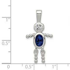 Sterling Silver Rhodium-Plated September Birthstone Boy Pendant