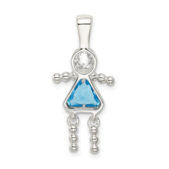 Sophia Jewelers Sterling Silver December Girl Pendant with Blue CZ