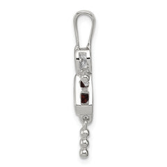 Sterling Silver 925 Girl Pendant with Rhodium-Plated CZ and February Birthstone