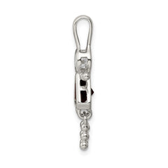 Sterling Silver Girl Pendant with Rhodium Plating and January Birthstone
