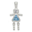 Sterling Silver Rhodium-plated CZ & March Glass Girl Pendant