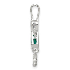 Sterling Silver May Birthstone Girl Pendant with Rhodium Finish