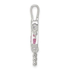 Sterling Silver 925 October Birthstone Girl Pendant with Pink CZ