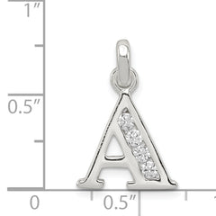 Sterling Silver 925 Initial A Pendant with Clear CZ Elegance