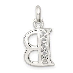 Sophia Jewelers Sterling Silver Initial B Pendant with Clear CZ Stones