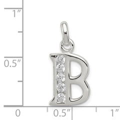 Sophia Jewelers Sterling Silver Initial B Pendant with Clear CZ Stones