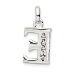Sterling Silver CZ Initial E Pendant with Anti-Tarnish Finish