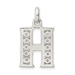 Sterling Silver 925 Letter H Pendant with Clear CZ Elegance