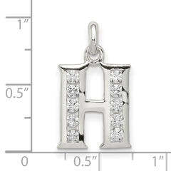 Sterling Silver 925 Letter H Pendant with Clear CZ Elegance