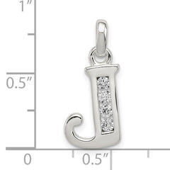 Sophia Jewelers Sterling Silver CZ Initial J Pendant with Anti-Tarnish Finish