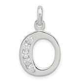 Sterling Silver White CZ Letter O Initial Pendant