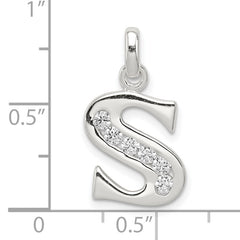 Sophia Jewelers Sterling Silver CZ Initial 'S' Pendant with Anti-Tarnish Finish