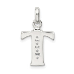 Sophia Jewelers Sterling Silver CZ Initial T Pendant with Anti-Tarnish Finish